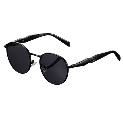 Gafas de sol unisex con montura redonda y patillas de metal-Glasses for women-Casaluzia