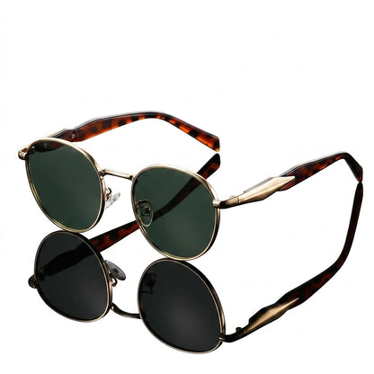 Gafas de sol unisex con montura redonda y patillas de metal-Glasses for women-Casaluzia