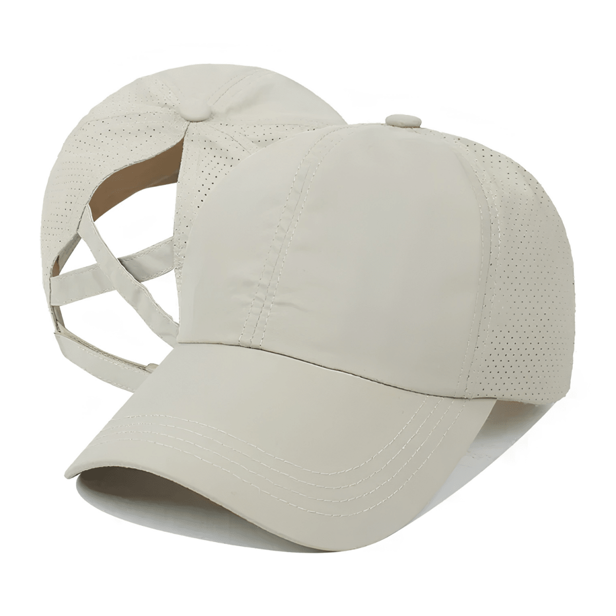 Gorra de béisbol para mujer con abertura para coleta y diseño cruzado-Accessories for Women-Casaluzia