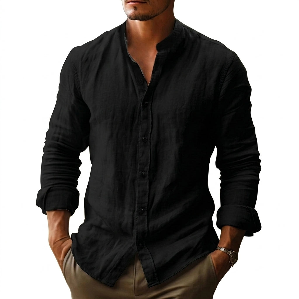 Hombre Camisa con cuello mandarín y cierre de botones-Shirts for men-Casaluzia