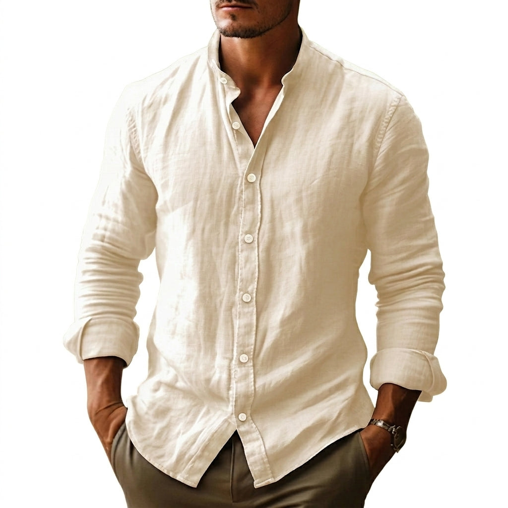 Hombre Camisa con cuello mandarín y cierre de botones-Shirts for men-Casaluzia