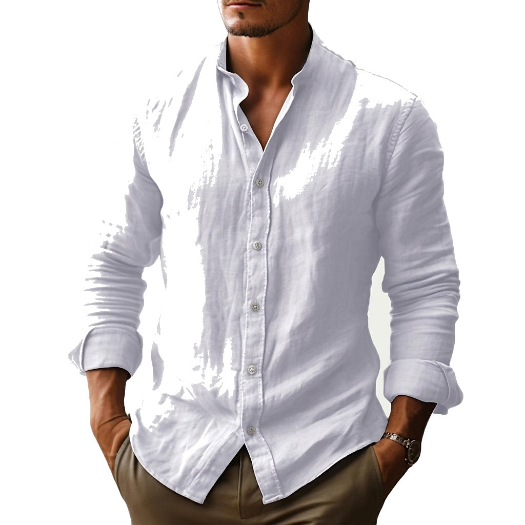 Hombre Camisa con cuello mandarín y cierre de botones-Shirts for men-Casaluzia