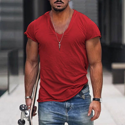Hombre Camiseta de Manga Corta con Cuello en V-T-shirt for men-Casaluzia