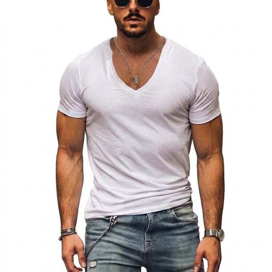 Hombre Camiseta de Manga Corta con Cuello en V-T-shirt for men-Casaluzia