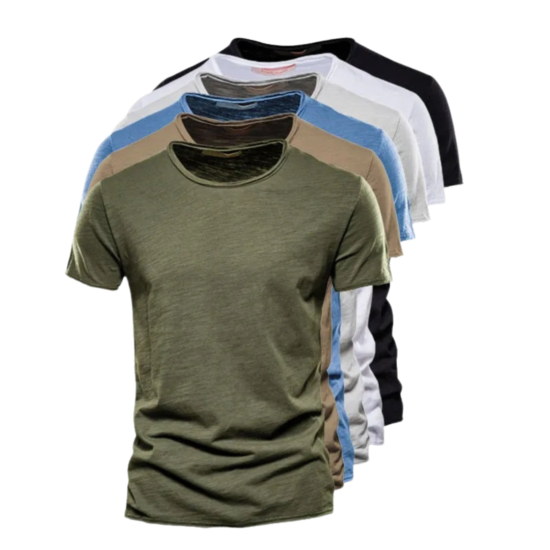 Hombre Camiseta de manga corta con cuello redondo y textura flameada-t-shirt for men-Casaluzia