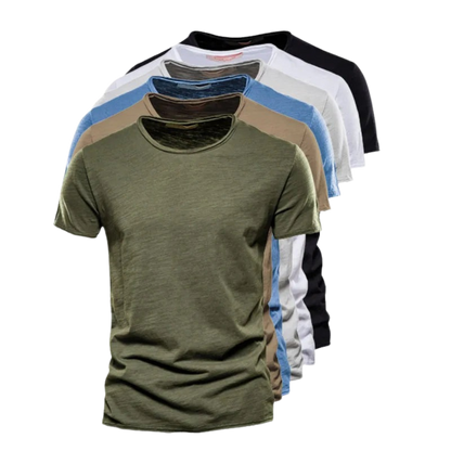 Hombre Camiseta de manga corta con cuello redondo y textura flameada-t-shirt for men-Casaluzia