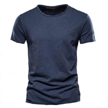 Hombre Camiseta de manga corta con cuello redondo y textura flameada-t-shirt for men-Casaluzia