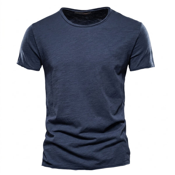 Hombre Camiseta de manga corta con cuello redondo y textura flameada-t-shirt for men-Casaluzia