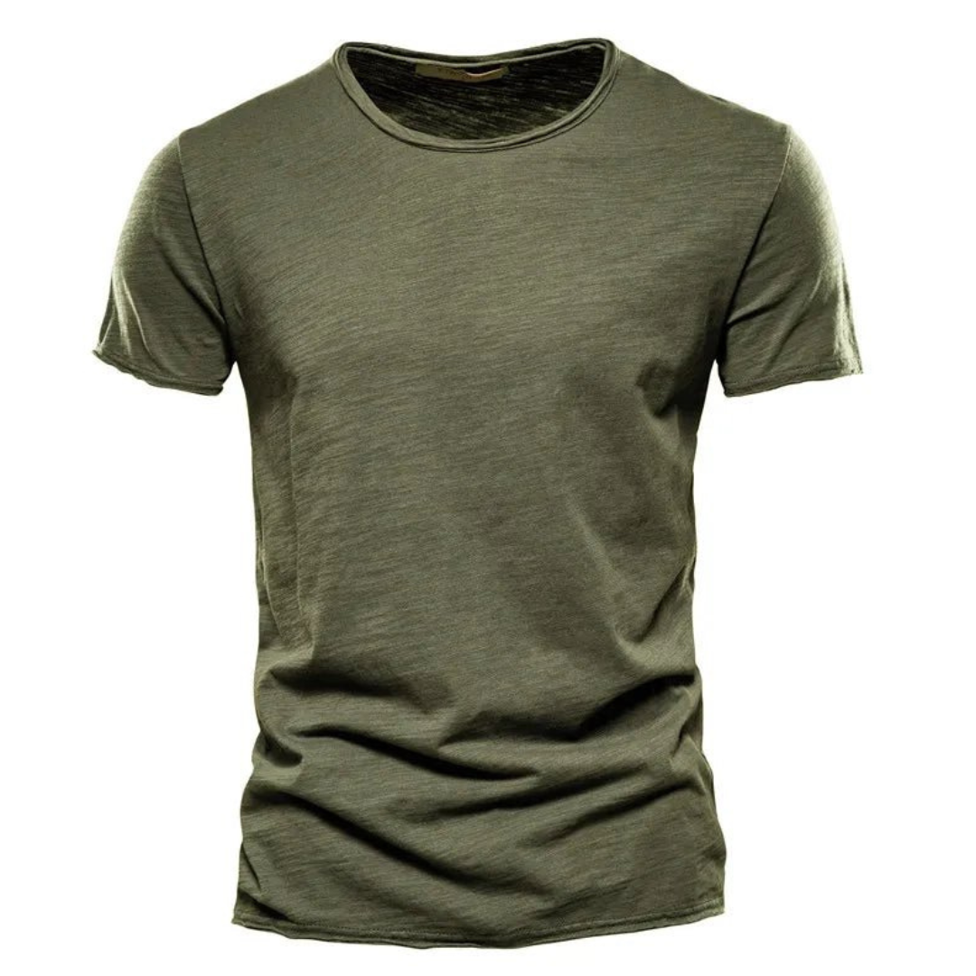 Hombre Camiseta de manga corta con cuello redondo y textura flameada-t-shirt for men-Casaluzia