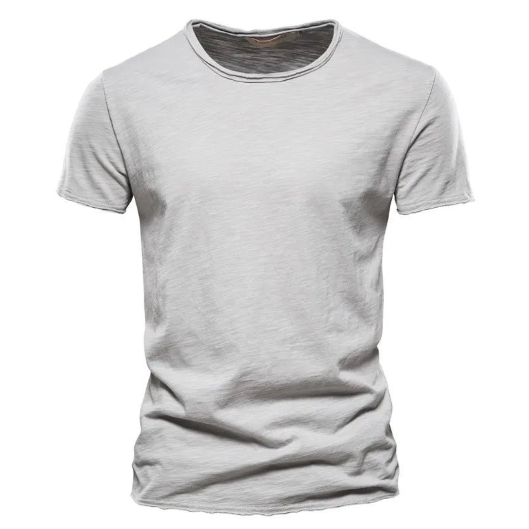 Hombre Camiseta de manga corta con cuello redondo y textura flameada-t-shirt for men-Casaluzia