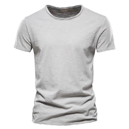 Hombre Camiseta de manga corta con cuello redondo y textura flameada-t-shirt for men-Casaluzia