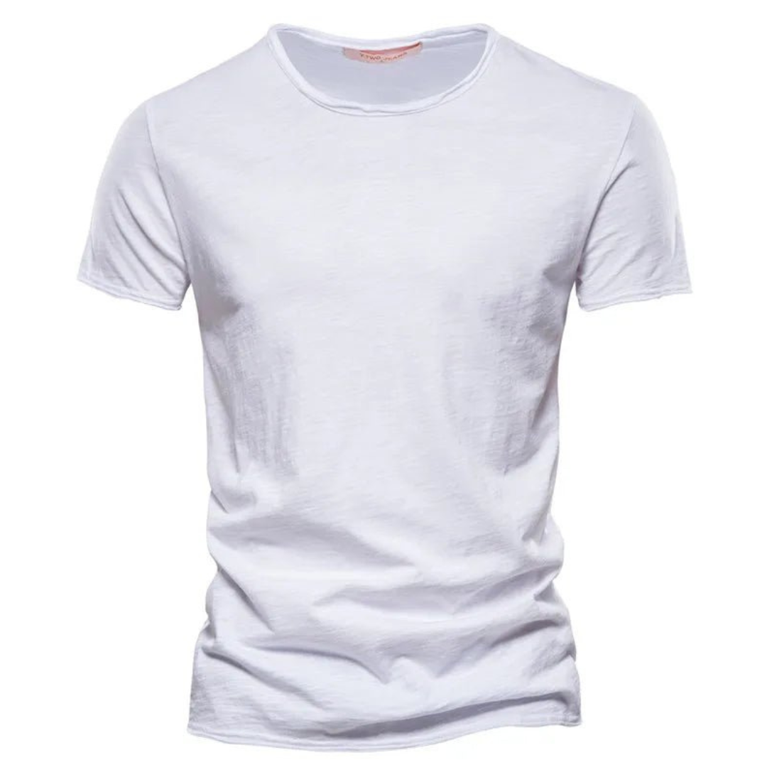 Hombre Camiseta de manga corta con cuello redondo y textura flameada-t-shirt for men-Casaluzia