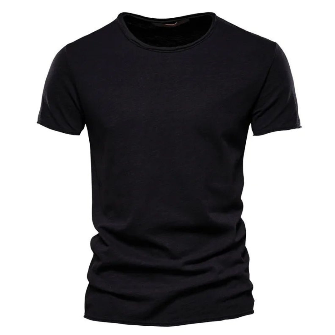 Hombre Camiseta de manga corta con cuello redondo y textura flameada-t-shirt for men-Casaluzia