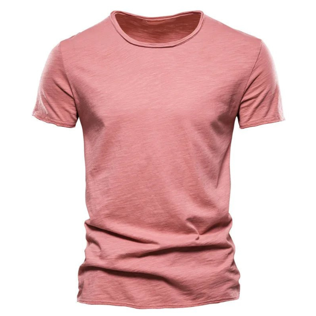 Hombre Camiseta de manga corta con cuello redondo y textura flameada-t-shirt for men-Casaluzia