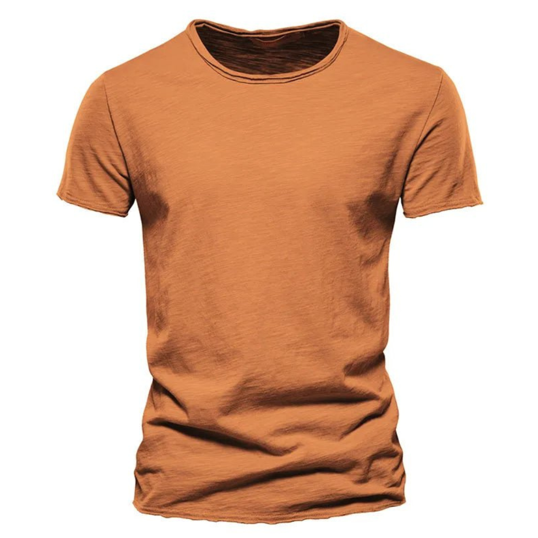 Hombre Camiseta de manga corta con cuello redondo y textura flameada-t-shirt for men-Casaluzia