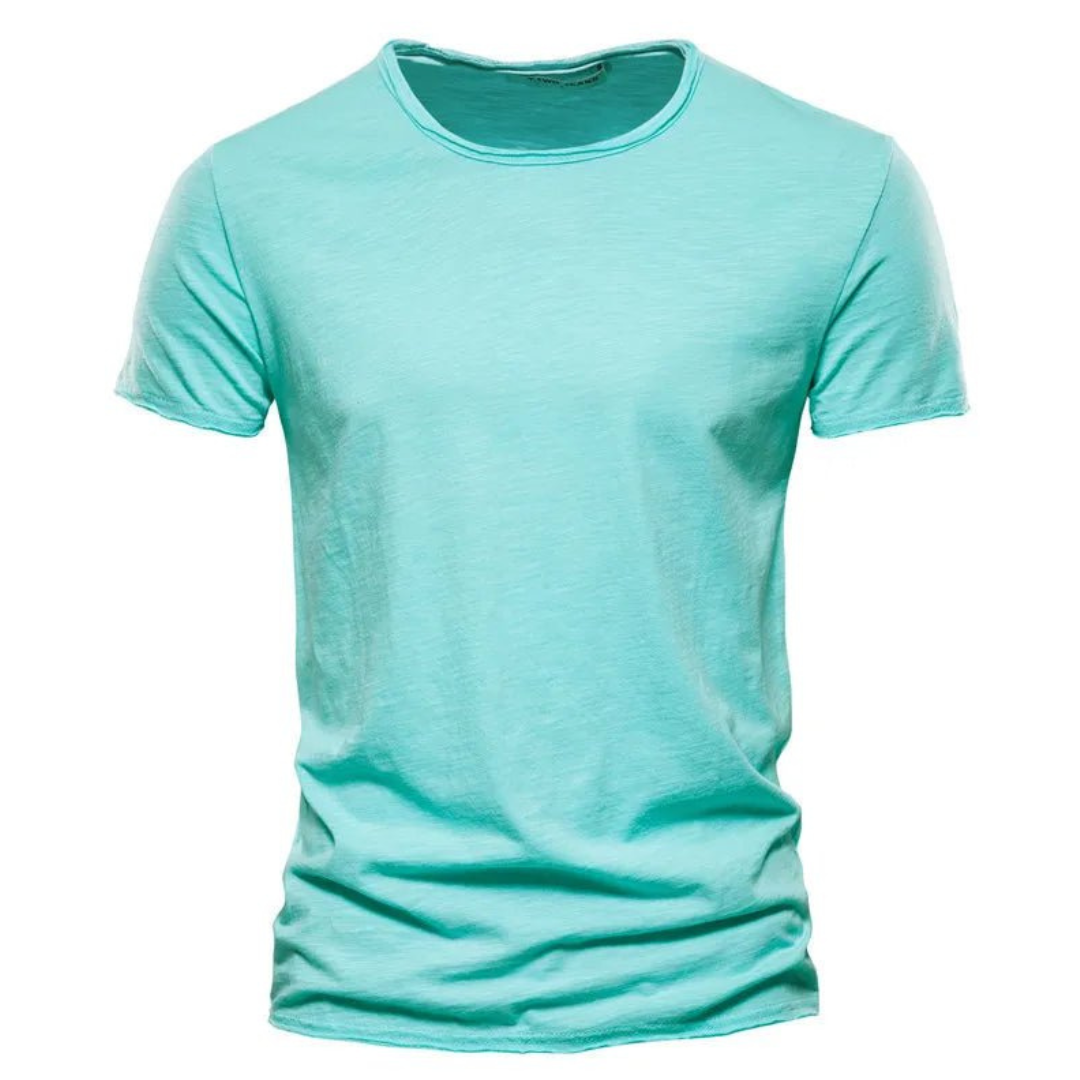 Hombre Camiseta de manga corta con cuello redondo y textura flameada-t-shirt for men-Casaluzia