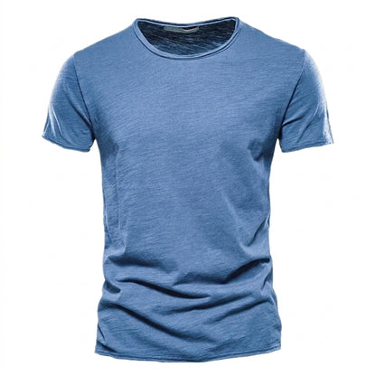 Hombre Camiseta de manga corta con cuello redondo y textura flameada-t-shirt for men-Casaluzia