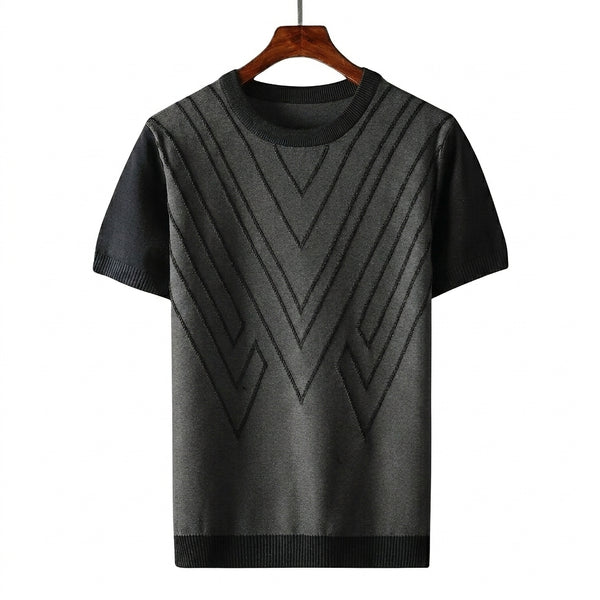 Hombre Camiseta de punto con cuello redondo y patrón geométrico en relieve-T-shirt for men-Casaluzia