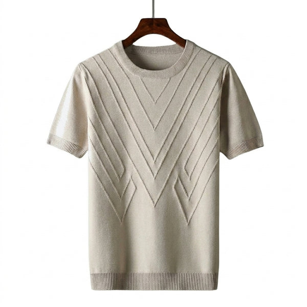 Hombre Camiseta de punto con cuello redondo y patrón geométrico en relieve