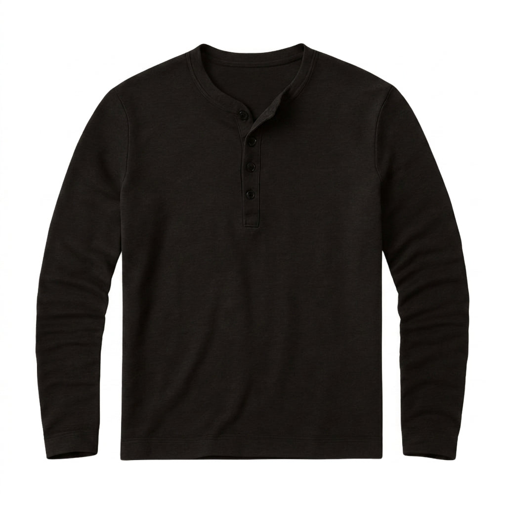 Hombre Camiseta Henley de manga larga con botones frontales-Shirts for men-Casaluzia