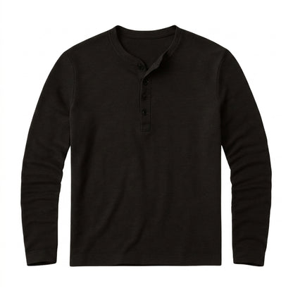Hombre Camiseta Henley de manga larga con botones frontales-Shirts for men-Casaluzia