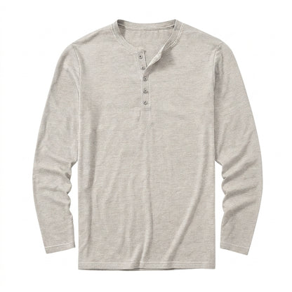 Hombre Camiseta Henley de manga larga con botones frontales-Shirts for men-Casaluzia