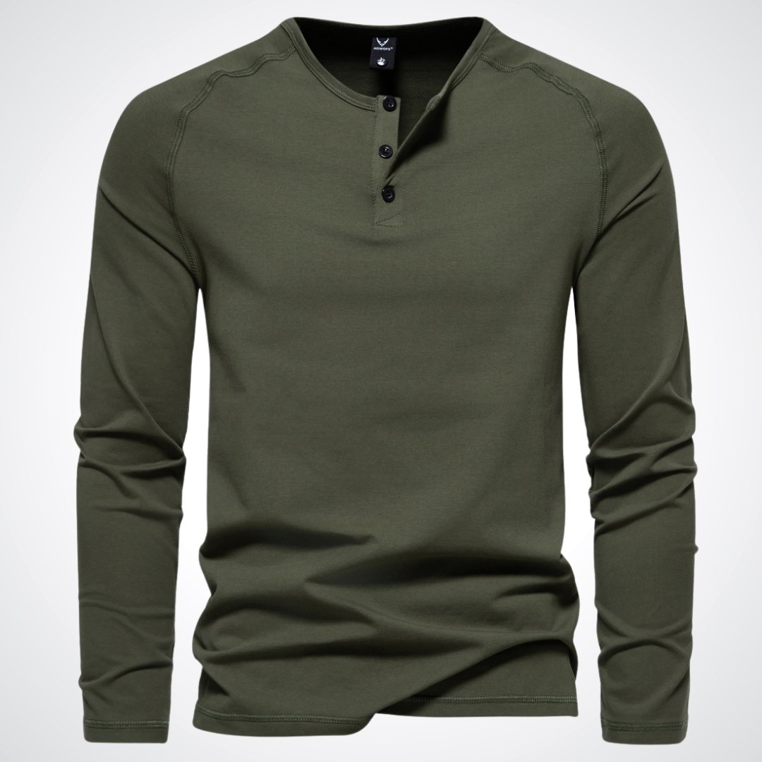 Hombre Camiseta henley de manga larga con tapeta de botones-Shirts for men-Casaluzia