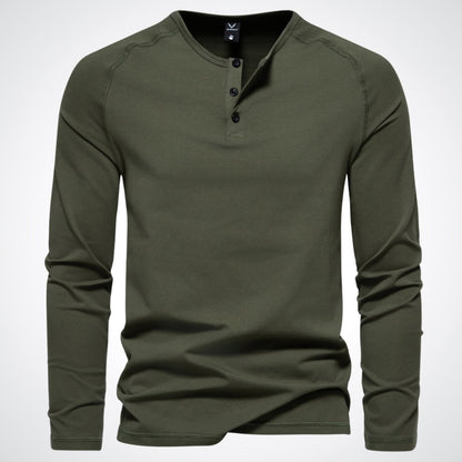 Hombre Camiseta henley de manga larga con tapeta de botones-Shirts for men-Casaluzia