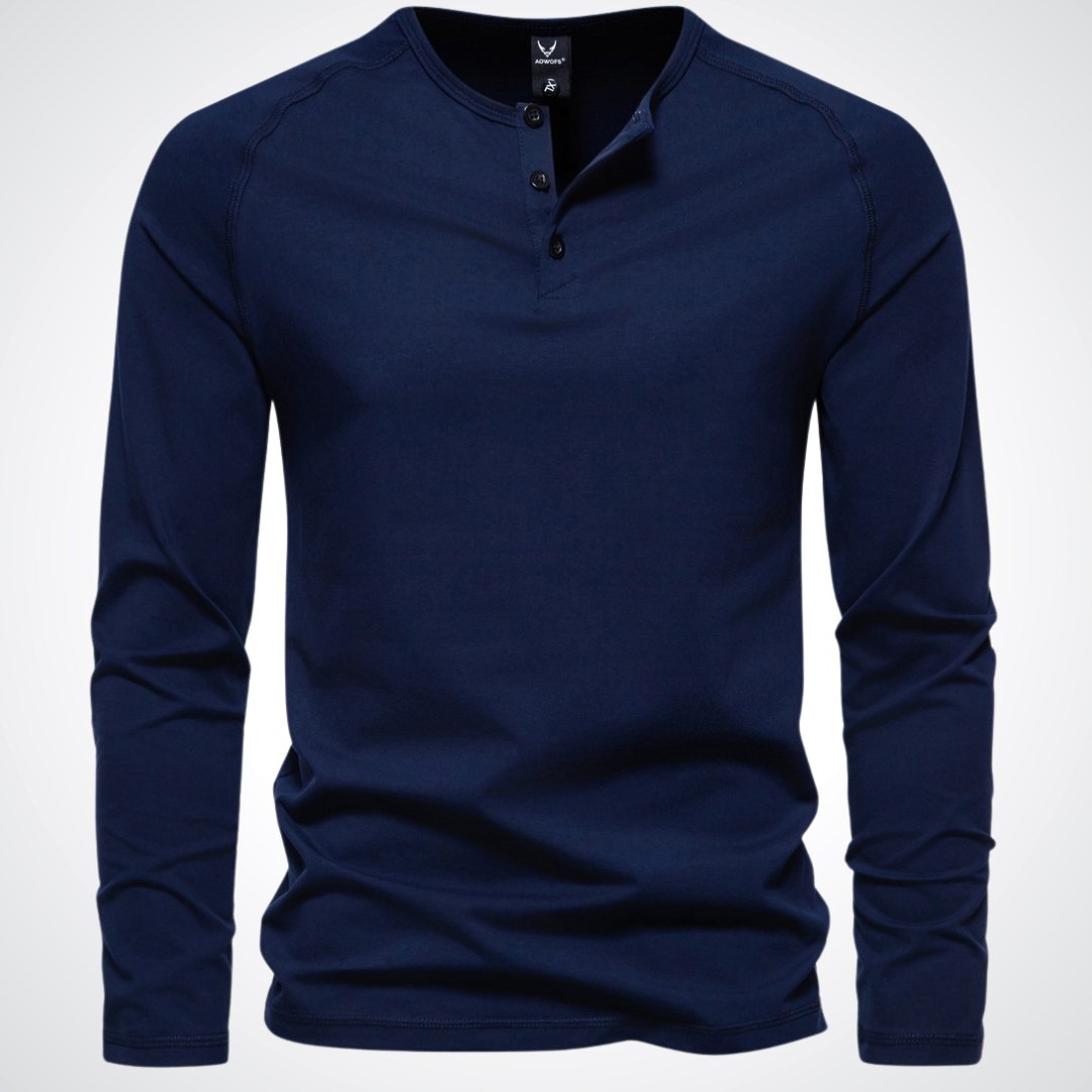 Hombre Camiseta henley de manga larga con tapeta de botones-Shirts for men-Casaluzia