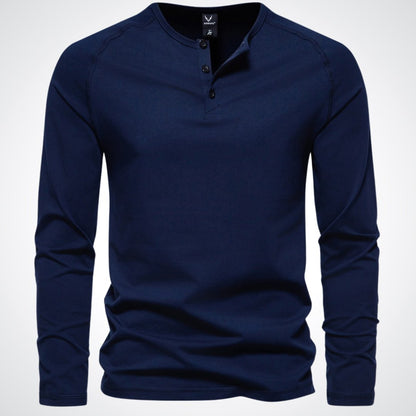 Hombre Camiseta henley de manga larga con tapeta de botones-Shirts for men-Casaluzia