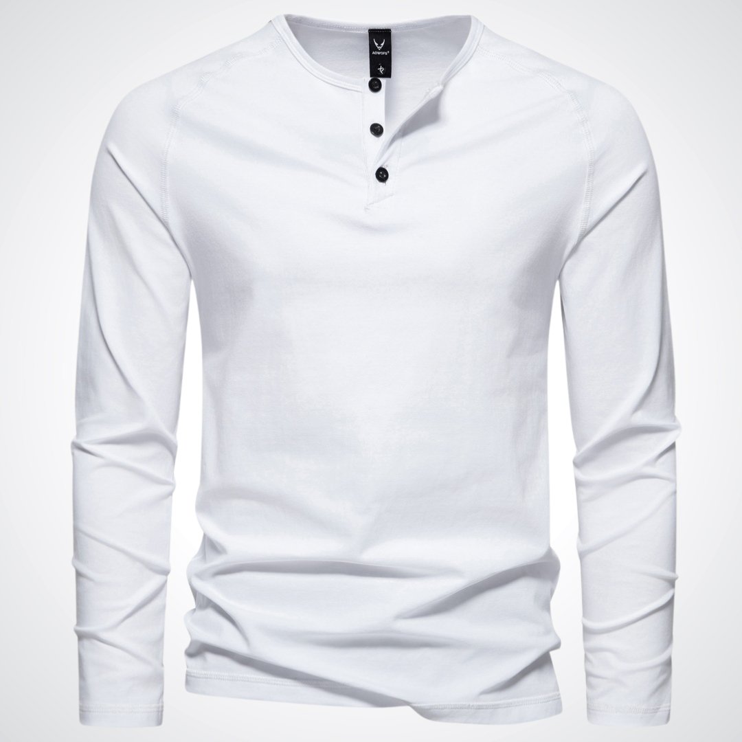 Hombre Camiseta henley de manga larga con tapeta de botones-Shirts for men-Casaluzia