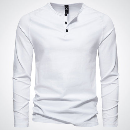 Hombre Camiseta henley de manga larga con tapeta de botones-Shirts for men-Casaluzia