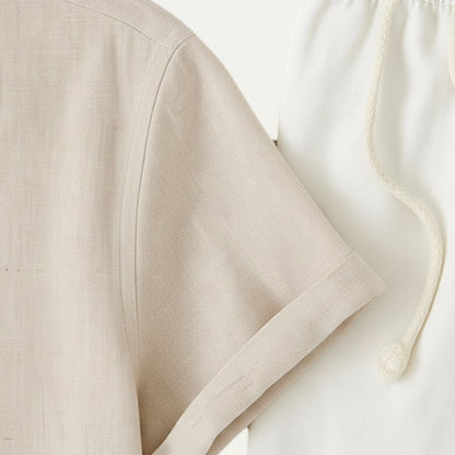 Hombre Conjunto de Camisa de Manga Corta con Cuello de Solapa y Pantalón con Cintura Elástica-Sets for Men-Casaluzia