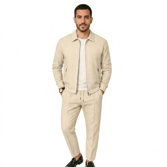Hombre Conjunto de chaqueta con cremallera y pantalones con cordón-Sets for Men-Casaluzia