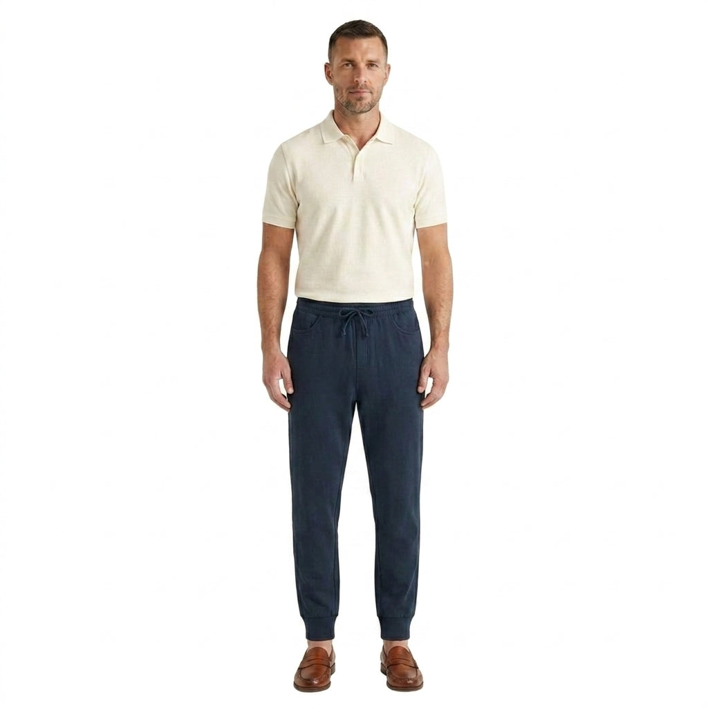 Hombre pantalones jogger con cintura elástica, cordón y puños elásticos-Pant for Men-Casaluzia