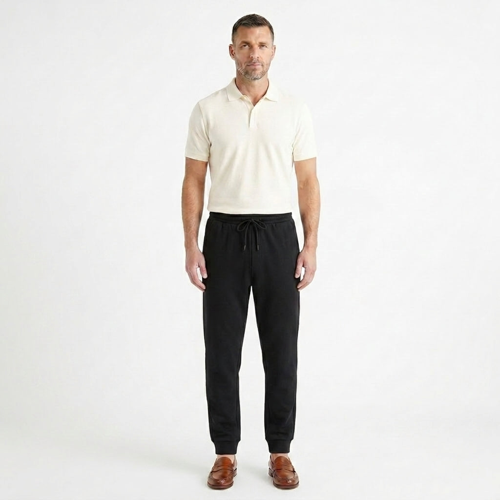 Hombre pantalones jogger con cintura elástica, cordón y puños elásticos-Pant for Men-Casaluzia