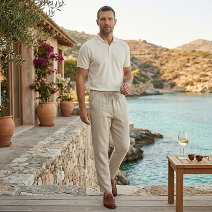 Hombre pantalones jogger con cintura elástica, cordón y puños elásticos-Pant for Men-Casaluzia