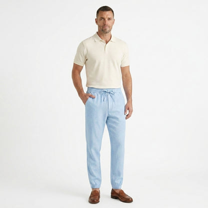 Hombre pantalones jogger con cintura elástica, cordón y puños elásticos-Pant for Men-Casaluzia