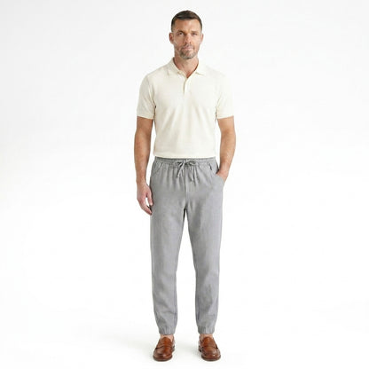 Hombre pantalones jogger con cintura elástica, cordón y puños elásticos-Pant for Men-Casaluzia