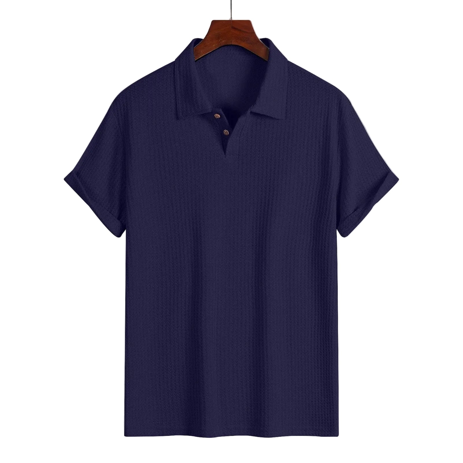 Hombre Polo de Manga Corta con Textura y Tapeta de Botones-T-shirt for men-Casaluzia
