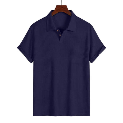 Hombre Polo de Manga Corta con Textura y Tapeta de Botones-T-shirt for men-Casaluzia