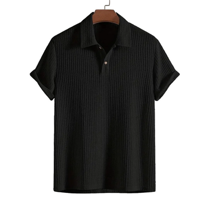 Hombre Polo de Manga Corta con Textura y Tapeta de Botones-T-shirt for men-Casaluzia