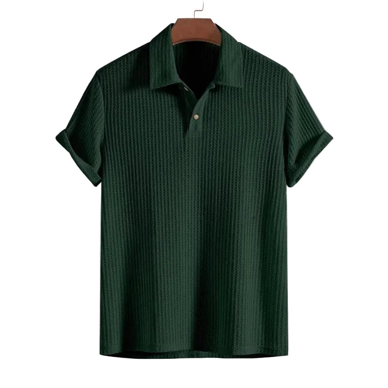 Hombre Polo de Manga Corta con Textura y Tapeta de Botones-T-shirt for men-Casaluzia