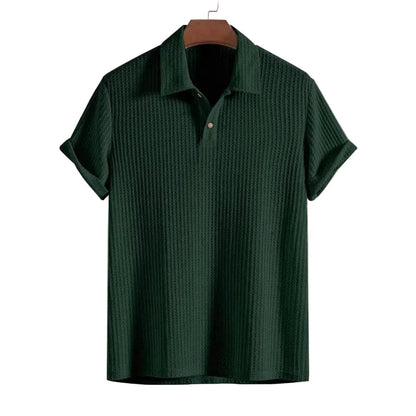 Hombre Polo de Manga Corta con Textura y Tapeta de Botones-T-shirt for men-Casaluzia