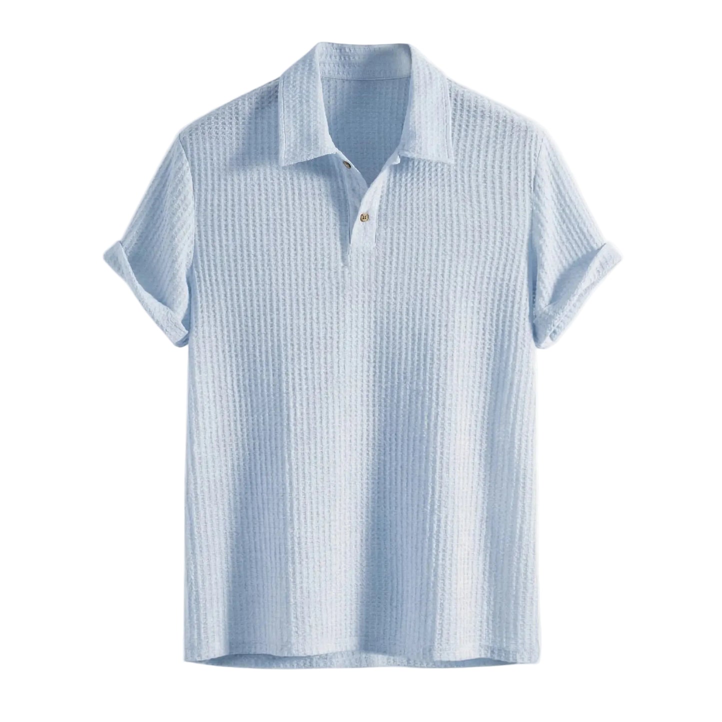Hombre Polo de Manga Corta con Textura y Tapeta de Botones-T-shirt for men-Casaluzia