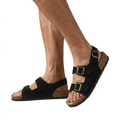 Hombre Sandalias con tres correas y hebillas metálicas-Footwear for men-Casaluzia