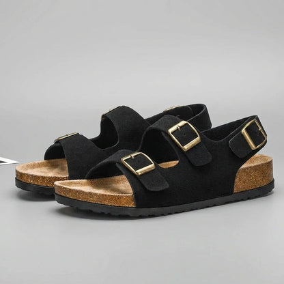 Hombre Sandalias con tres correas y hebillas metálicas-Footwear for men-Casaluzia