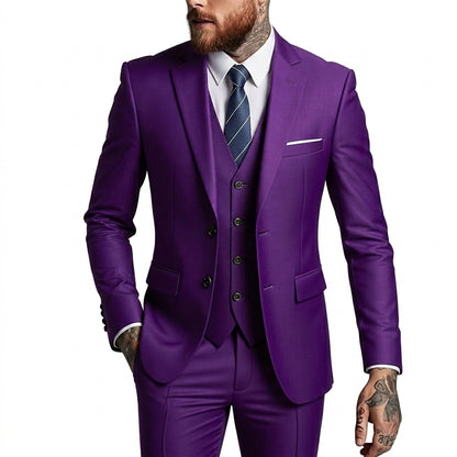 Hombre Traje de tres piezas con solapas de muesca y bolsillos con solapa-Sets for Men-Casaluzia