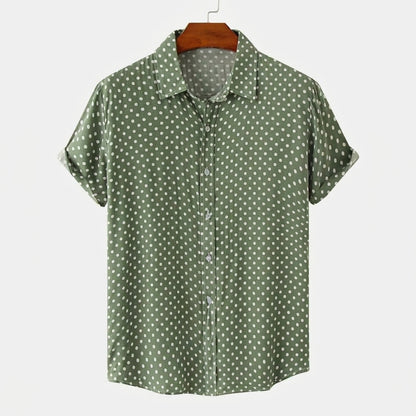 Hombres Camisa de manga corta con estampado de lunares y cuello camisero-Shirts for men-Casaluzia