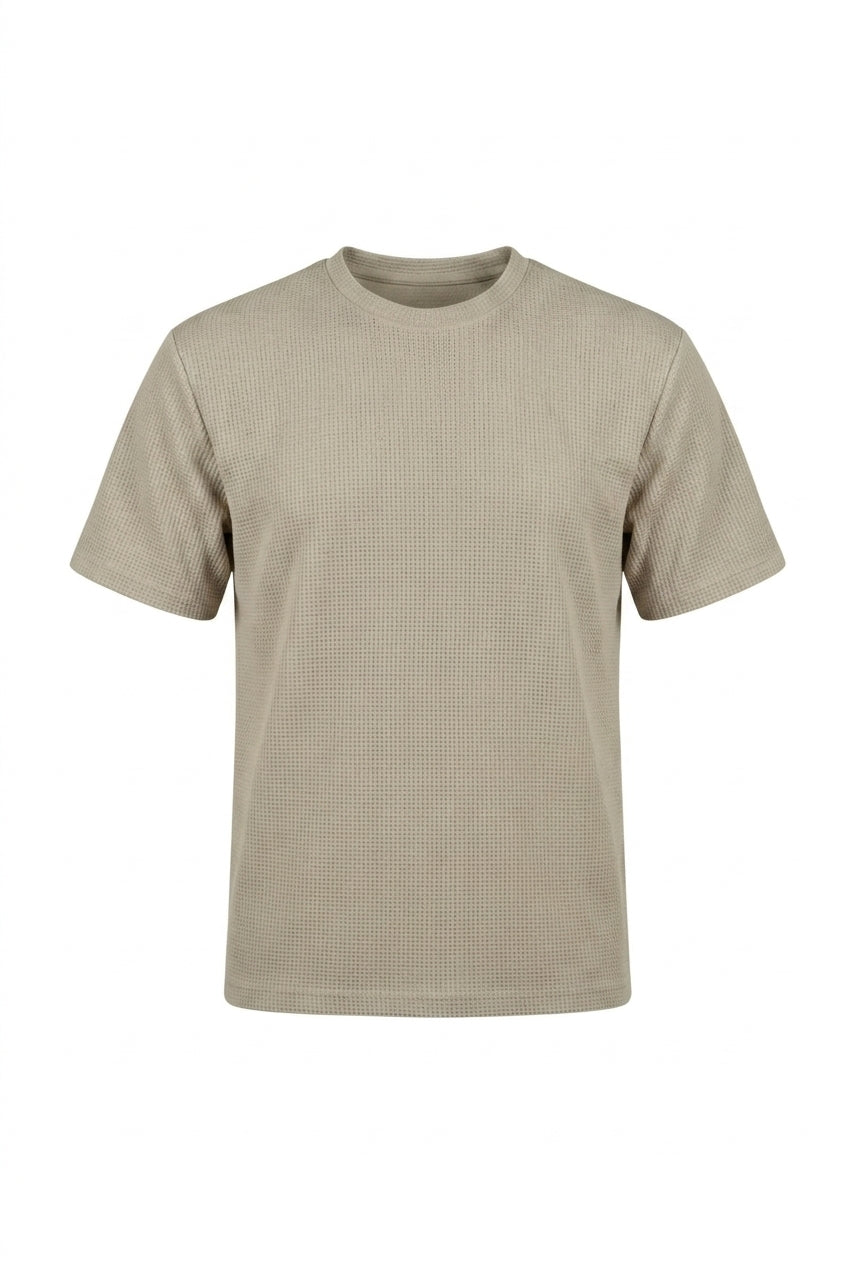 Hombres Camiseta con cuello redondo y textura de nido de abeja-t-shirt for men-Casaluzia